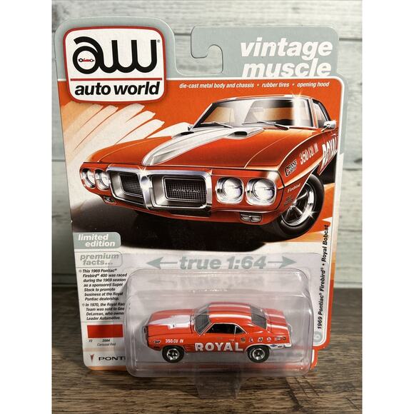 AUTO WORLD 1969 Pontiac Firebird Royal Bobcat Carousel Red 1:64 - Picture 1 of 7